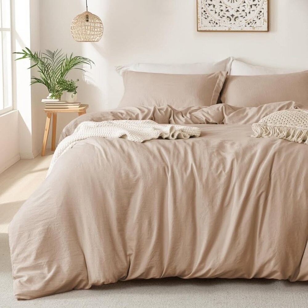 MILDLY (Twin) Super Soft Duvet Cover 2pcs - 100% Washed Microfiber Rugby Tan (No